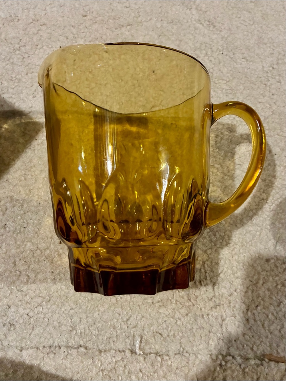 Amber thumbprint Glass pitcher with Handle - Retro Home Dining